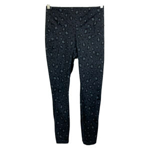 Reebok Pants Womens Sz M Black Gray Leopard Leggings Stretch‎ Pockets Workout